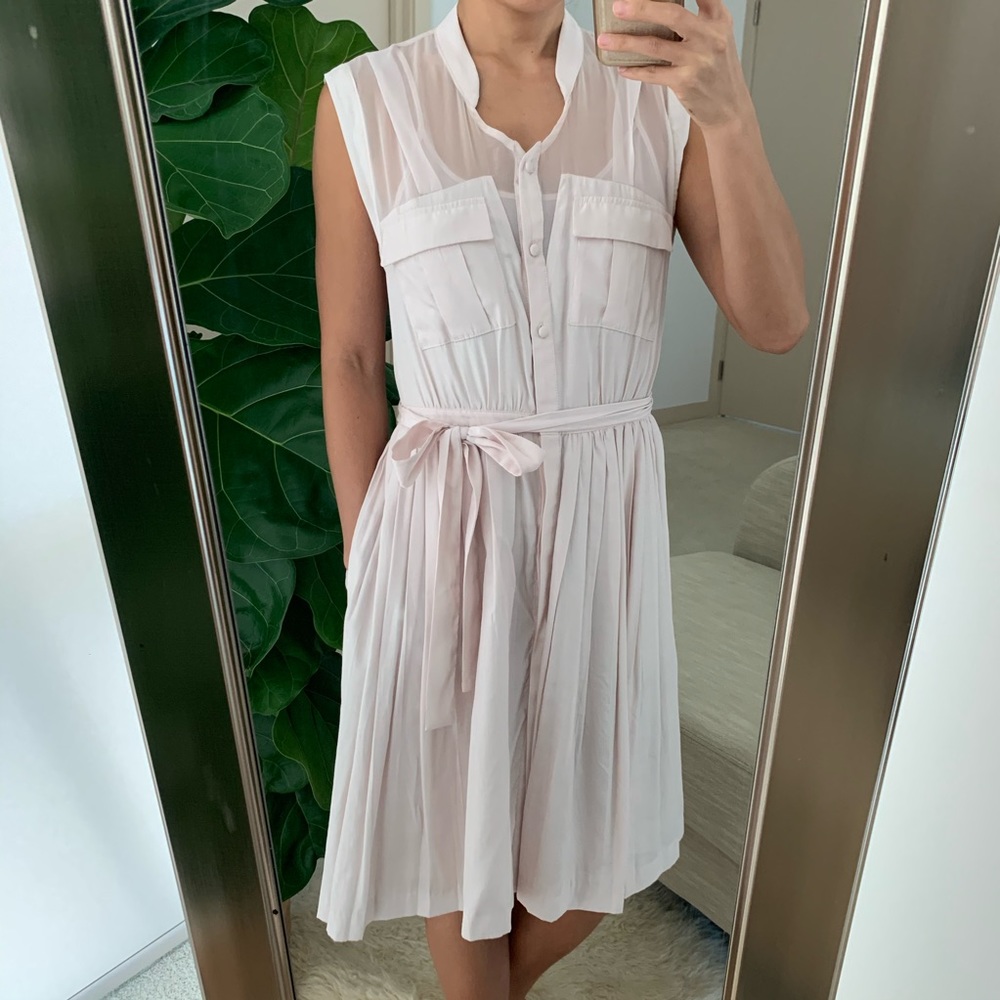 Anthropologie Light Pink Pleated Dress XS